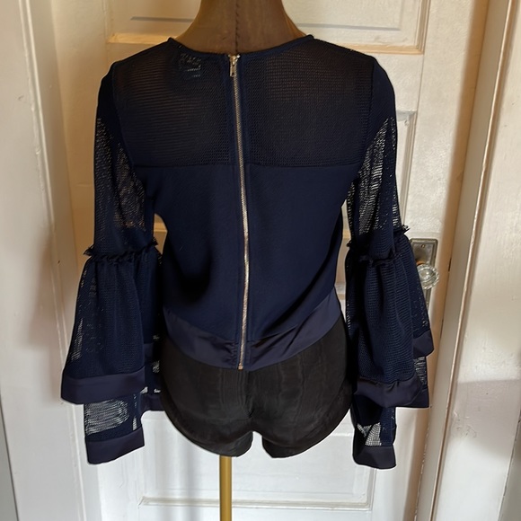 Blue long sleeve blouse with zip up back - Picture 3 of 3